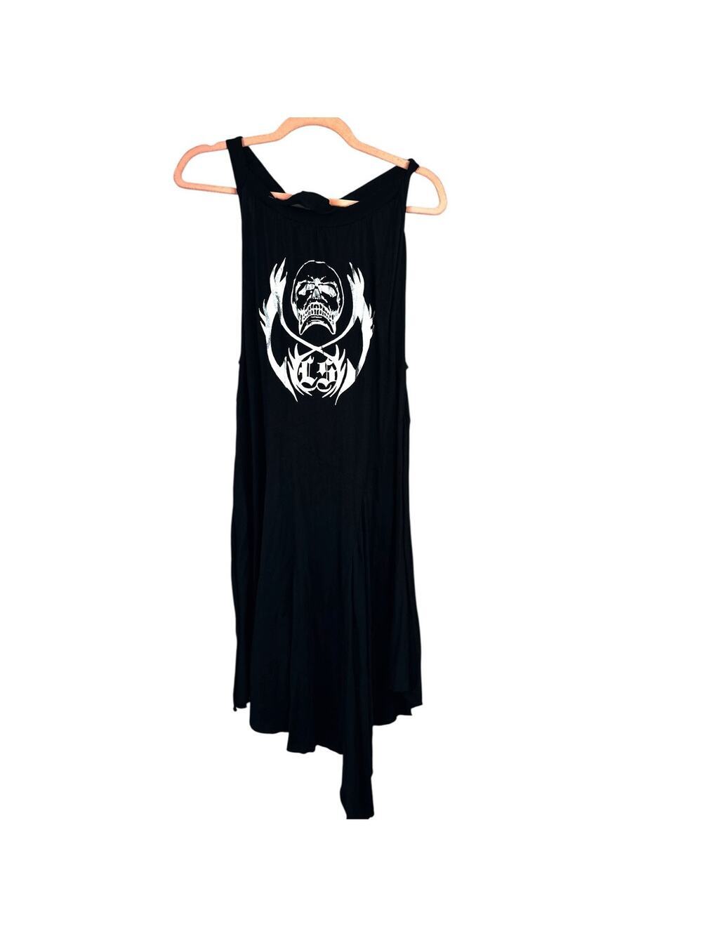 LIP SERVICE Tank Dress Skull Logo 2010s Size 1 Small Punk Goth Alt Emo Grommets